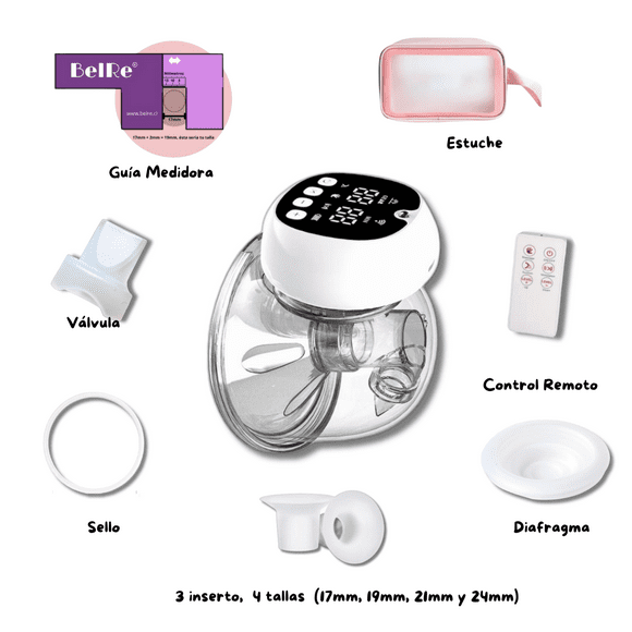 Extractor de Leche Inalámbrico BOLOC PRO (incluye 4 medidas y repuestos)