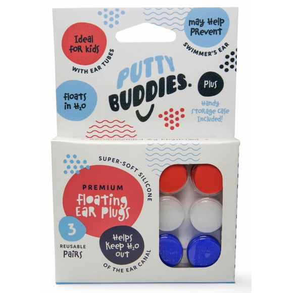 Tapones para los oídos Putty Buddies Floating, paquete de 3 pares para nadar