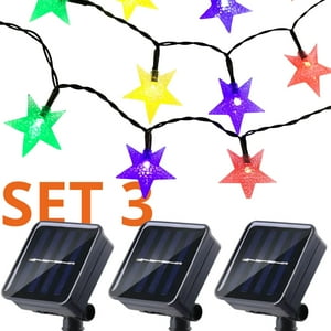 Genérico - Set 3 Guirnaldas Solar Estrellas Rgb Led Jardin 5 Metros