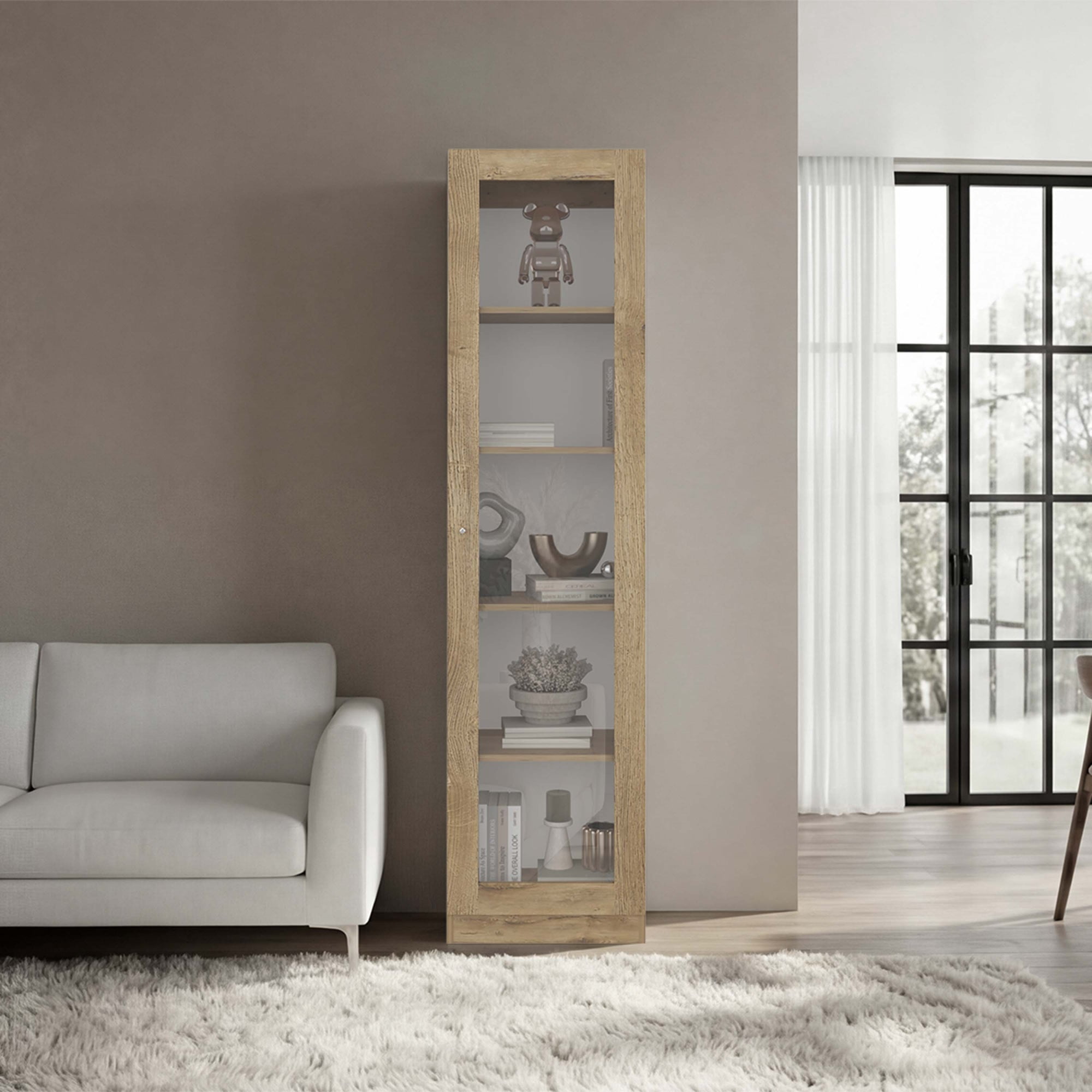 Tuhome - Estante Vitrina 1 Puerta Home-e6 Macadamia 180,6x45,0x31,3 Cm