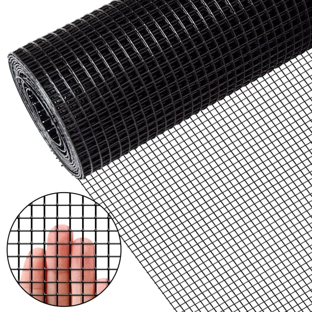 Malla metálica Zevemomo 61 x 15 m negra recubierta de vinilo, abertura de 1/4 pulgada