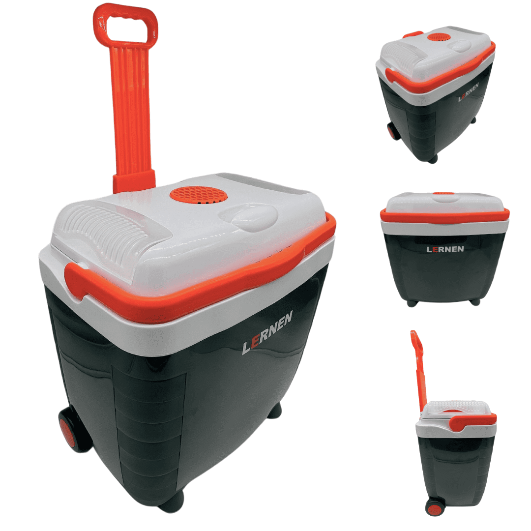 Lernen - Cooler Pro Portátil Con Ruedas 28 Lt 12v Para Autos O Enchufe Ac / Dc