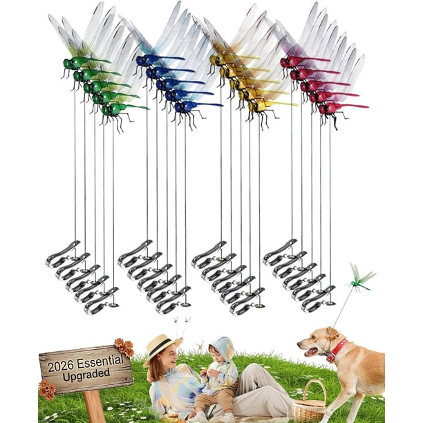 12 clips libélula mantener insectos alejados impermeable realista falso jardín sombrero