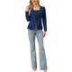 thumbnail image 2 of INSPIRAR CHIC Blazers de Negocios Casual para Mujeres con Botones, Cuello Redondo, Manga Larga, Chaquetas de Oficina con Bolsillos, Talla S, Azul Marino, 2 of 6