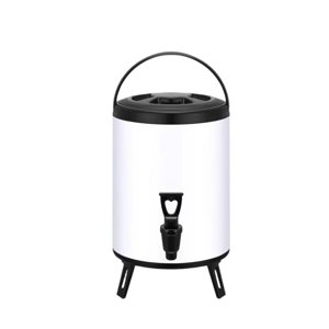 Magideal - Dispensador De Bebidas Frías Y Calientes, Barril Aislado Con Grifo, Dispensador De Bebidas Aislado, Cubo Para Té Con Leche Para Casas De Té Y Oficinas 10L Blanco