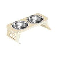 Ioensy - Comederos Elevados Para Perros, Estables, Fáciles De Limpiar, Extraíbles, De Acero Inoxidable, Color Blanco