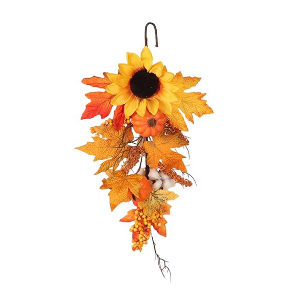 Fall Harvest Floral Teardrop Swag Maple Leaf Para Acción De Gracias Halloween