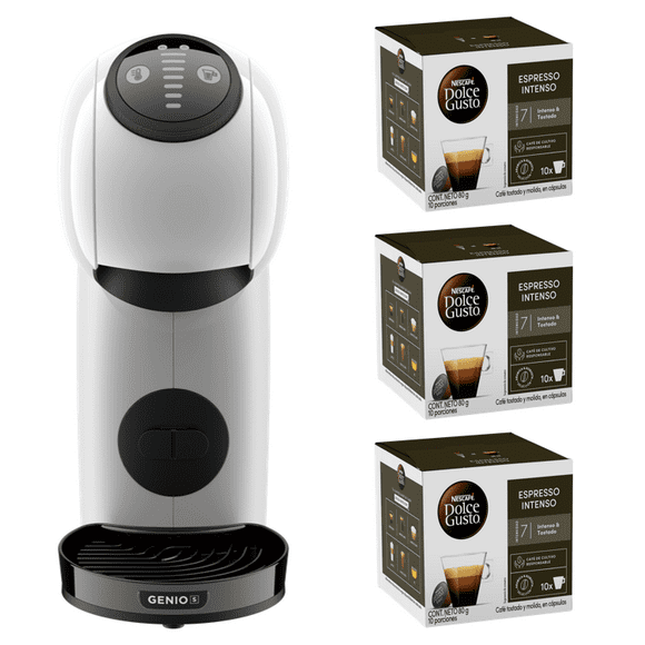 Cafetera Genio S White + Cápsulas Espresso Intenso X3 Cajas