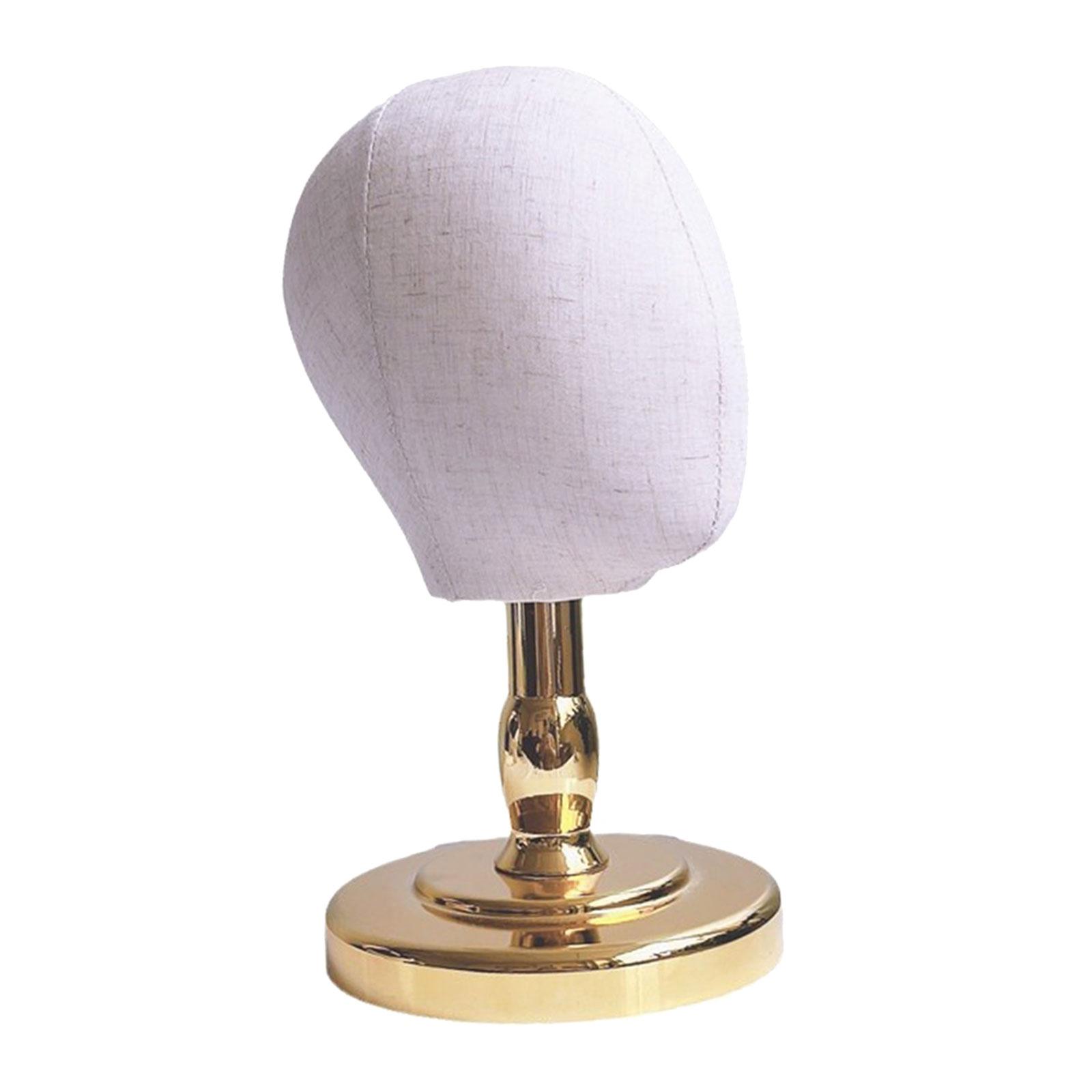 Magideal - Modelo De Cabeza De Maniquí, Soporte De Exhibición Para Sombrero De Peluca, Soporte De Exhibición Portátil Para Sombrero De Peluca Para El Hogar, Saló Oro