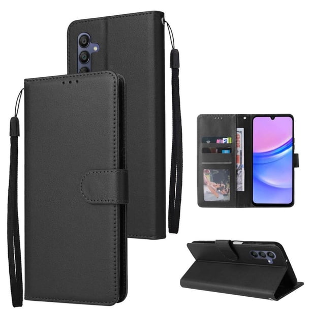 Funda Cartera para Samsung Galaxy A16 con Tarjetero, Soporte y Cordón - Protección Negro