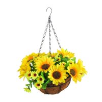 Bothyi - Flores Colgantes Artificiales En Maceta De Cesta Para Boda En El Patio Exterior, Color Amarillo