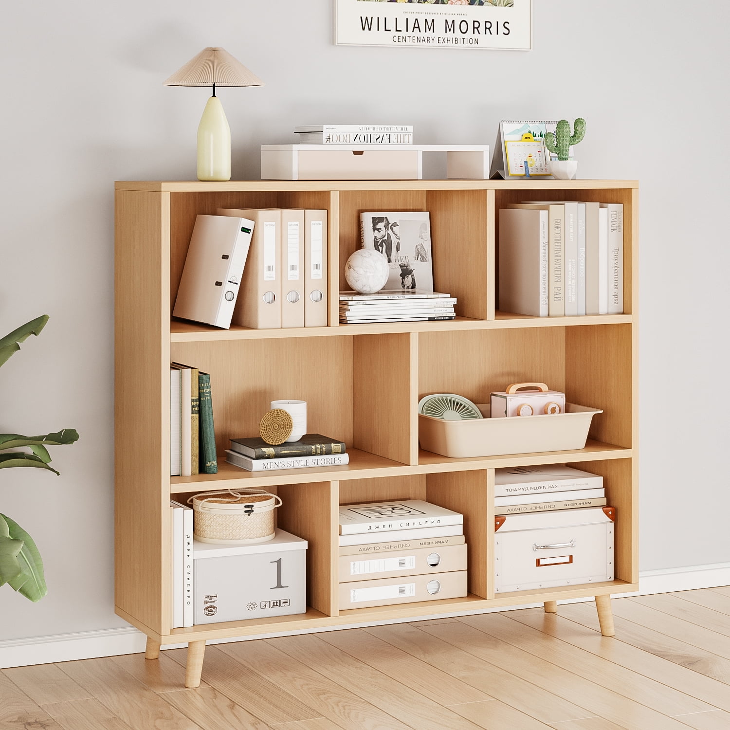 Rohe - Estante Librero 3+2+3 Color Madera 112 X 100 X 30cm