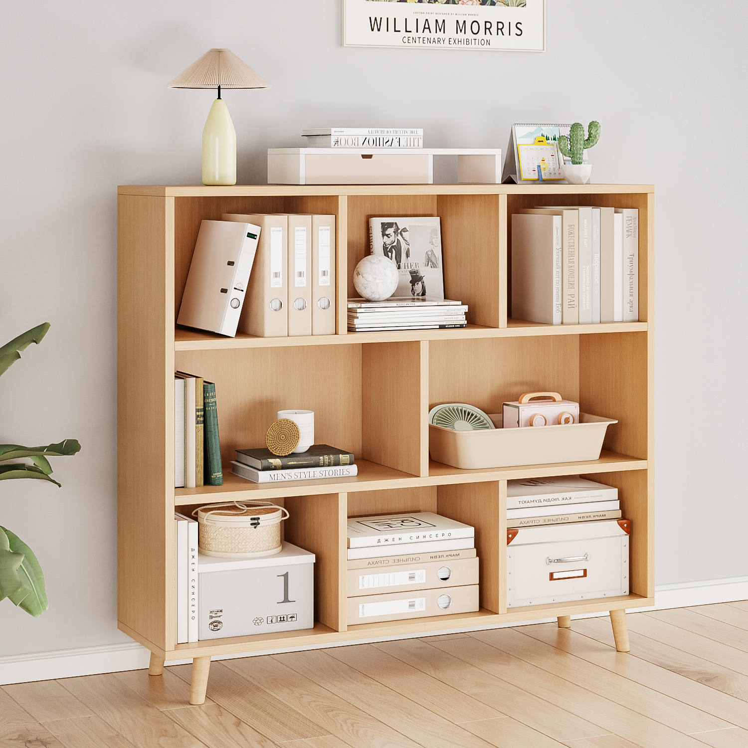 Rohe - Estante Librero 3+2+3 Color Madera 112 X 100 X 30Cm