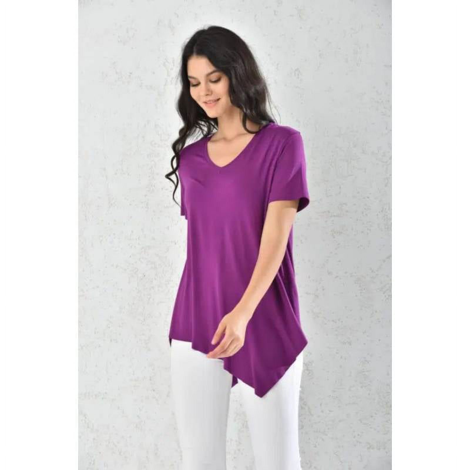 Home Fashion - Polera Mujer Blanco Manga Corta Corte Asimétrico Talla S