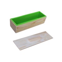 Magideal - Molde De Jabón Rectangular De Silicona Con Caja De Madera Para Pastillas Y Tapa Flexible Reutilizable Adecuado Para La Fabricación De Velas Y Manuali Verde