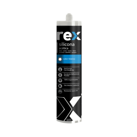 ilicona Acética Blanca con Fungicida Rex Cartucho 300 ml