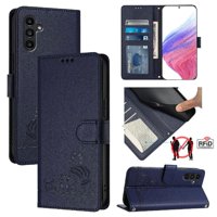 Funda Tipo Cartera Foxdock Para Samsung Galaxy A04S Con Soporte, Ranuras, Rfid, Diseño De Gato