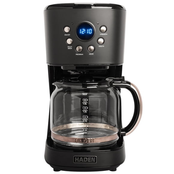 Cafetera HADEN de 12 Tazas Programable Negra/Peltre