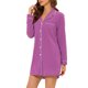 thumbnail image 4 of INSPIRE CHIC Camisón de Manga Larga para Mujer Mezcla de Algodón con Botones y Cuello con Solapa XS Púrpura, 4 of 6
