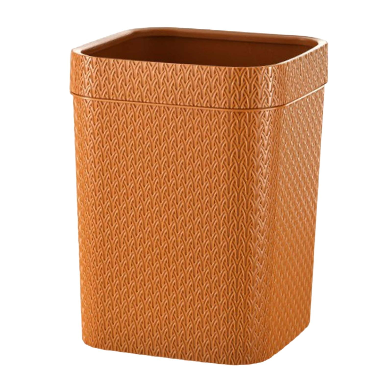 Bothyi - Cubo De Basura Cuadrado Estilo Ratán Para Sala De Estar Baño Cocina Naranja