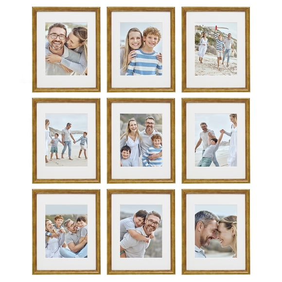 Set de 9 marcos de fotos Sheffield Home 28 × 36 cm Bronce