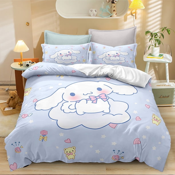 Cinnamoroll Duvet Cover Pillowcase Queen Donna Bedding Set Gift3-Piece Bedding Set (1 Duvet Cover + 2 Pillow Shams)