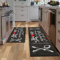 Juego De Alfombras De Cocina Jwxcbim Farmhouse, Negro Y Blanco, 2 Piezas Absorbentes