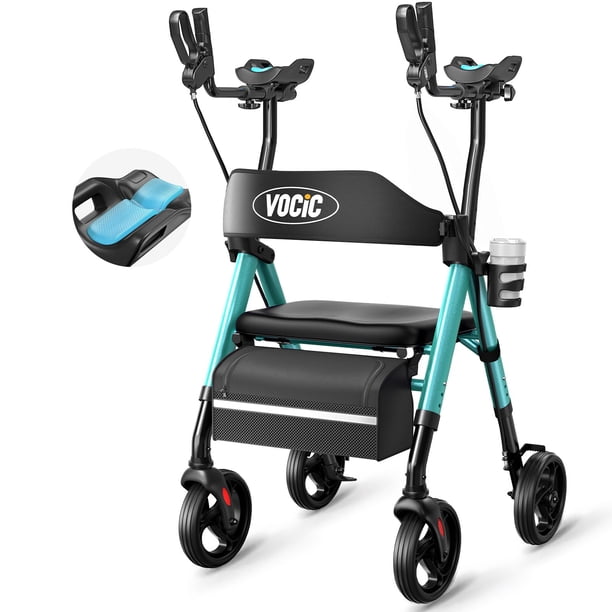 Andador VOCIC Z22 con Reposabrazos GelSoft, Ruedas Todo Terreno de 8" y Capacidad de 136 kg
