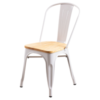 Moboi - Silla Tolix Con Asiento De Madera Blanca
