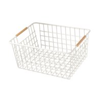 Magideal - Cesta De Almacenamiento Para Encimera, Organizador De Artículos Diversos, Portátil, Práctica Cesta De Almacenamiento Para Decoración De Estilo Rústico Blanco 36Cmx25Cmx16Cm