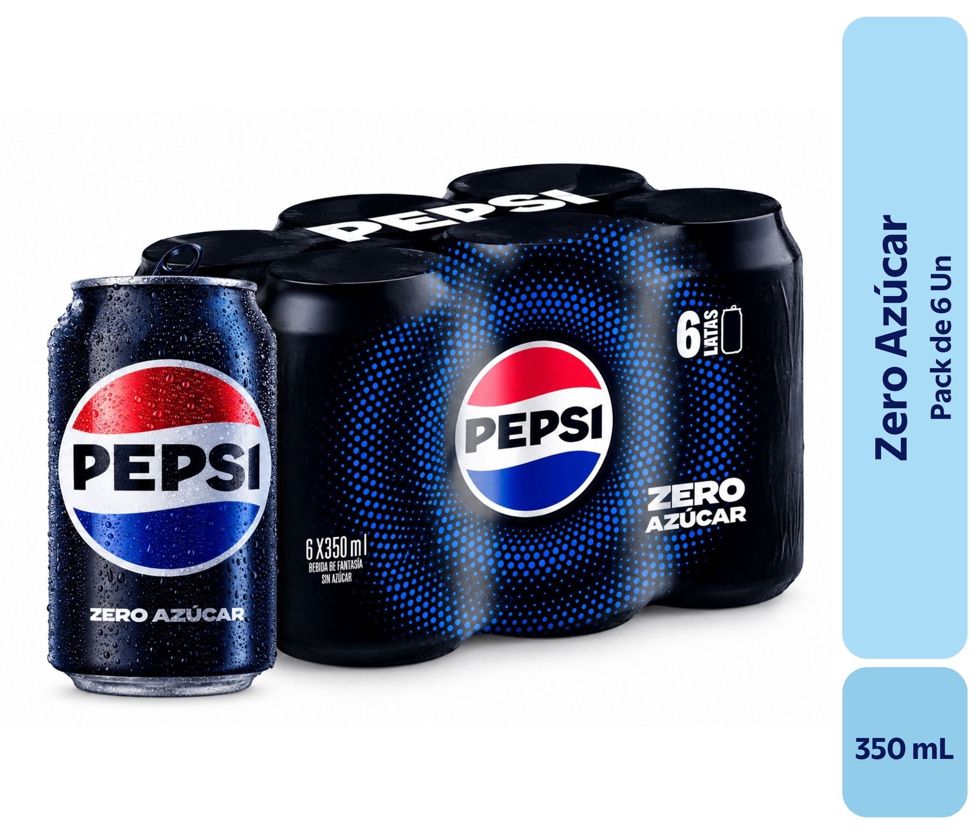 Bebida Zero Pack Lata 6 Un Pepsi Zero