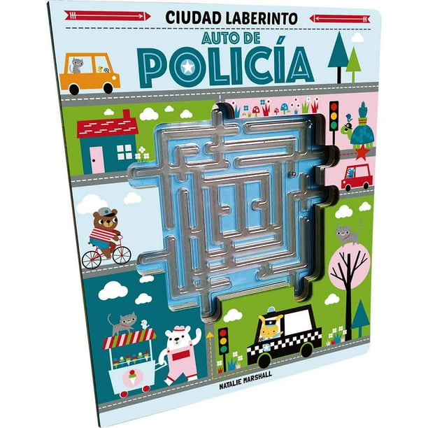 Libro Ciudad Laberinto - Auto De Policía / 10 Páginas De Cartón Troqueladas De 24 X 28,8 Cm. Tapa Cartón Troquelada. Incluye Laberinto Plástico Y Bola Metálica.