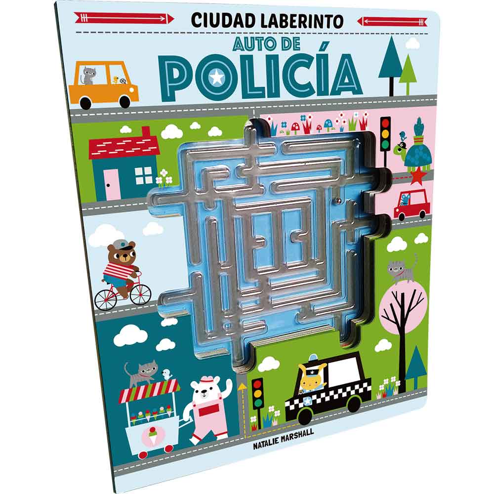 Zig-Zag - Libro Ciudad Laberinto - Auto De Policía / 10 Páginas De Cartón Troqueladas De 24 X 28,8 Cm. Tapa Cartón Troquelada. Incluye Laberinto Plástico Y Bola Metálica.