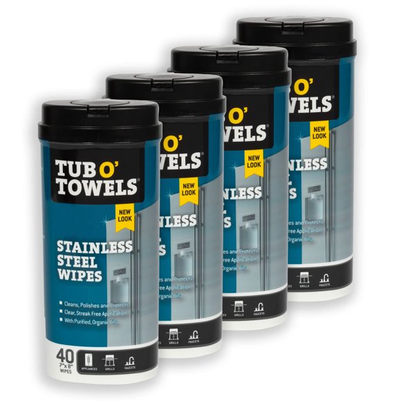 Toallitas limpiadoras Tub O' Towels para acero inoxidable, 40 unidades, paquete de 4