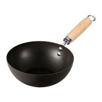 Bothyi - Mango De Madera De Wok Antiestino Utensilios De Cocina Gas Bottom Wok Para Kitchen Hotel Home 24 Cm