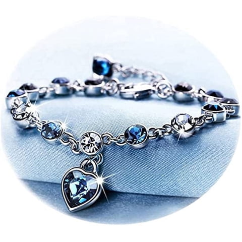 Pulsera Heshpaws Fashion Crystal Heart Zircon 7.5 In Azul