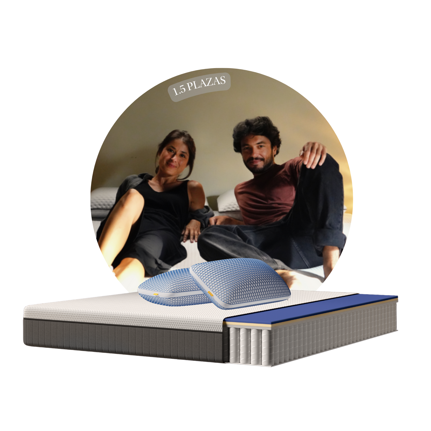 Emma - Combo Hybrid Premium 1.5 Plaza + 2 Almohadas Elite