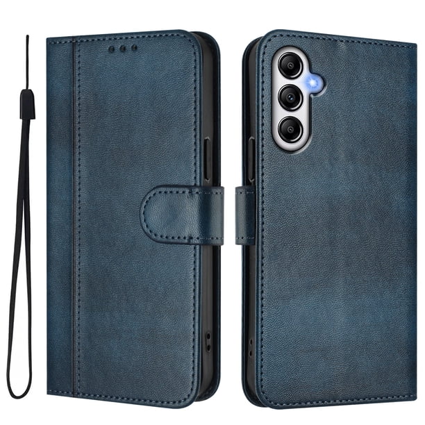 Funda Cartera para samsung galaxy A35 Protección 360° con Ranuras para Tarjetas y Soporte Azul