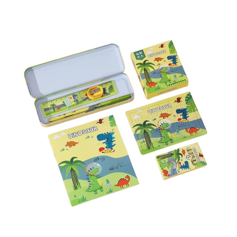 Babyluna - Kit 15 Materiales Escolares, Estuche, Cuaderno. Diseño Dino