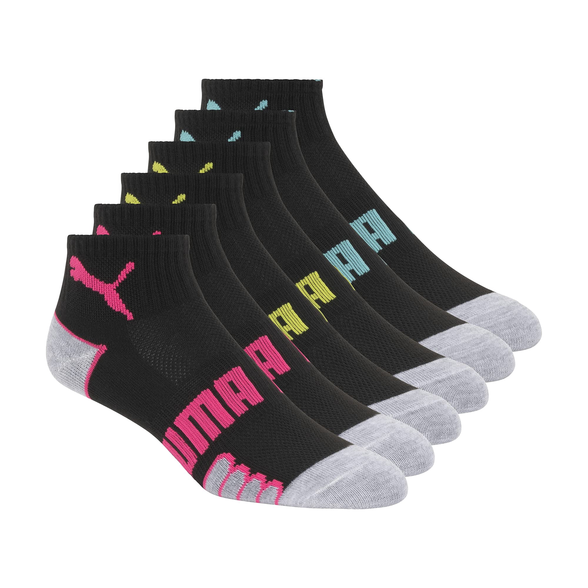 Pack De 6 Calcetines Puma Quarter Crew Para Mujer, Color Negro