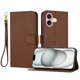 thumbnail image 1 of Funda Cartera para iPhone 16 Tarjetero Soporte Magnético y Correa Marrón, 1 of 5