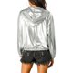 thumbnail image 3 of INSPIRE CHIC Chaqueta de Mujer Brillante de Manga Larga Ligera con Cremallera y Capucha Metálica XL Plata, 3 of 8