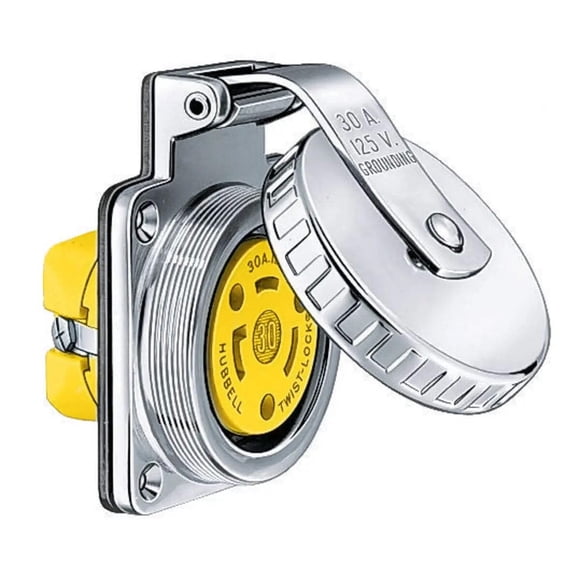 Toma de corriente para muelle Hubbell de acero inoxidable 30 A 125 V