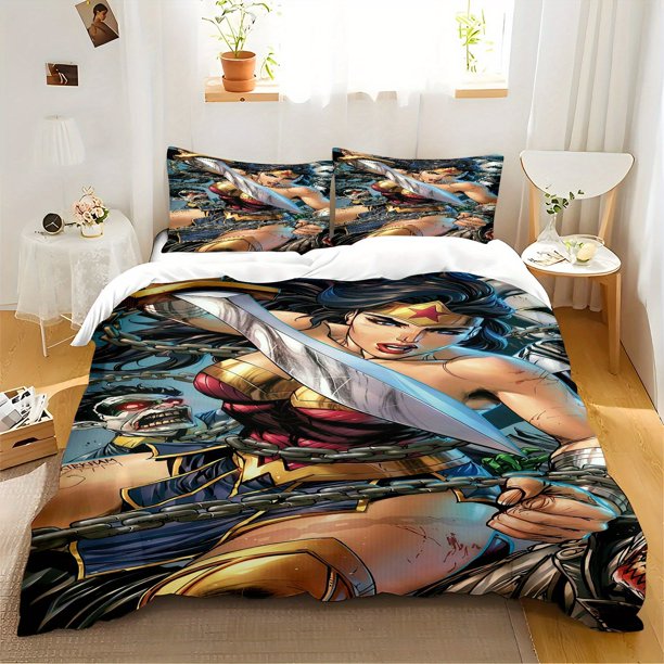 3pcs Bedding setbedding cushion cover Wonder Woman Printed pattern bedding set super soft and comfortable breathable duvet cover