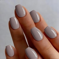 Press On Nails Joyvvew Cuadrado Corto Gris Oscuro Para Mujer