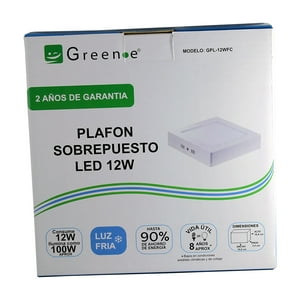 Green E - Plafon Sobrepuesto Cuadrado 12W Luz Fría