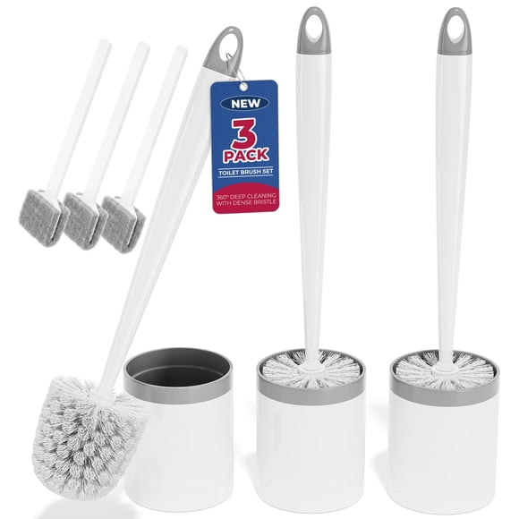 Cepillo de Inodoro Holaloha Pack de 3 - Blanco, diseño compacto