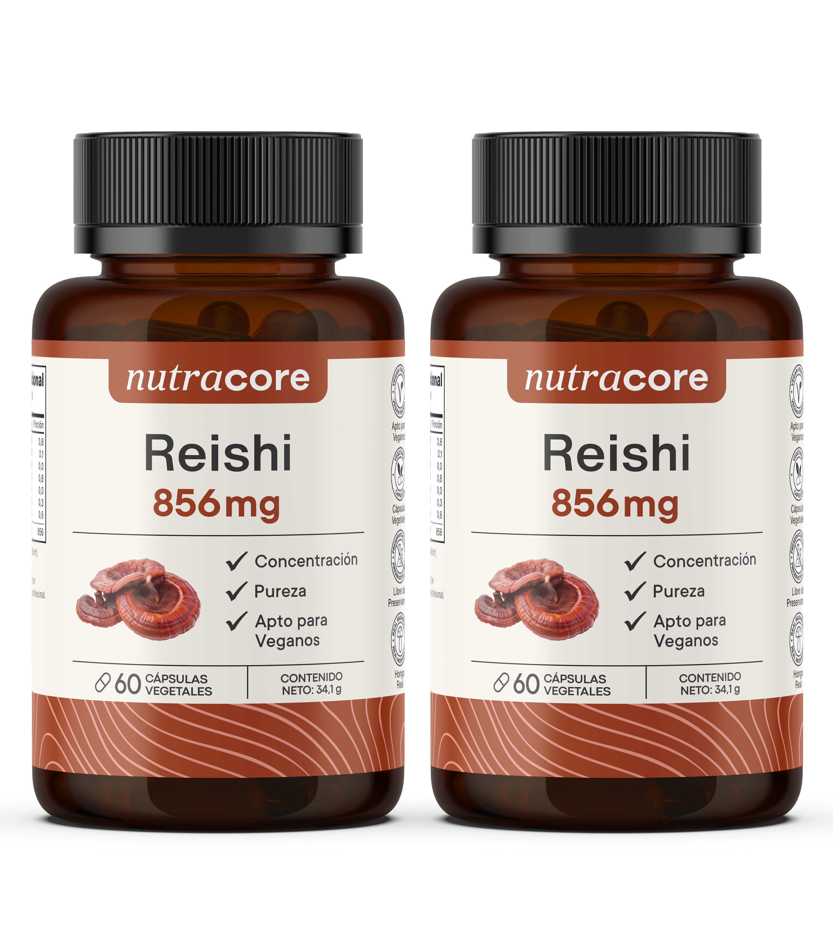 Reishi 856Mg - Pack 2X60 Cápsulas Vegetales Natural | Nutracore