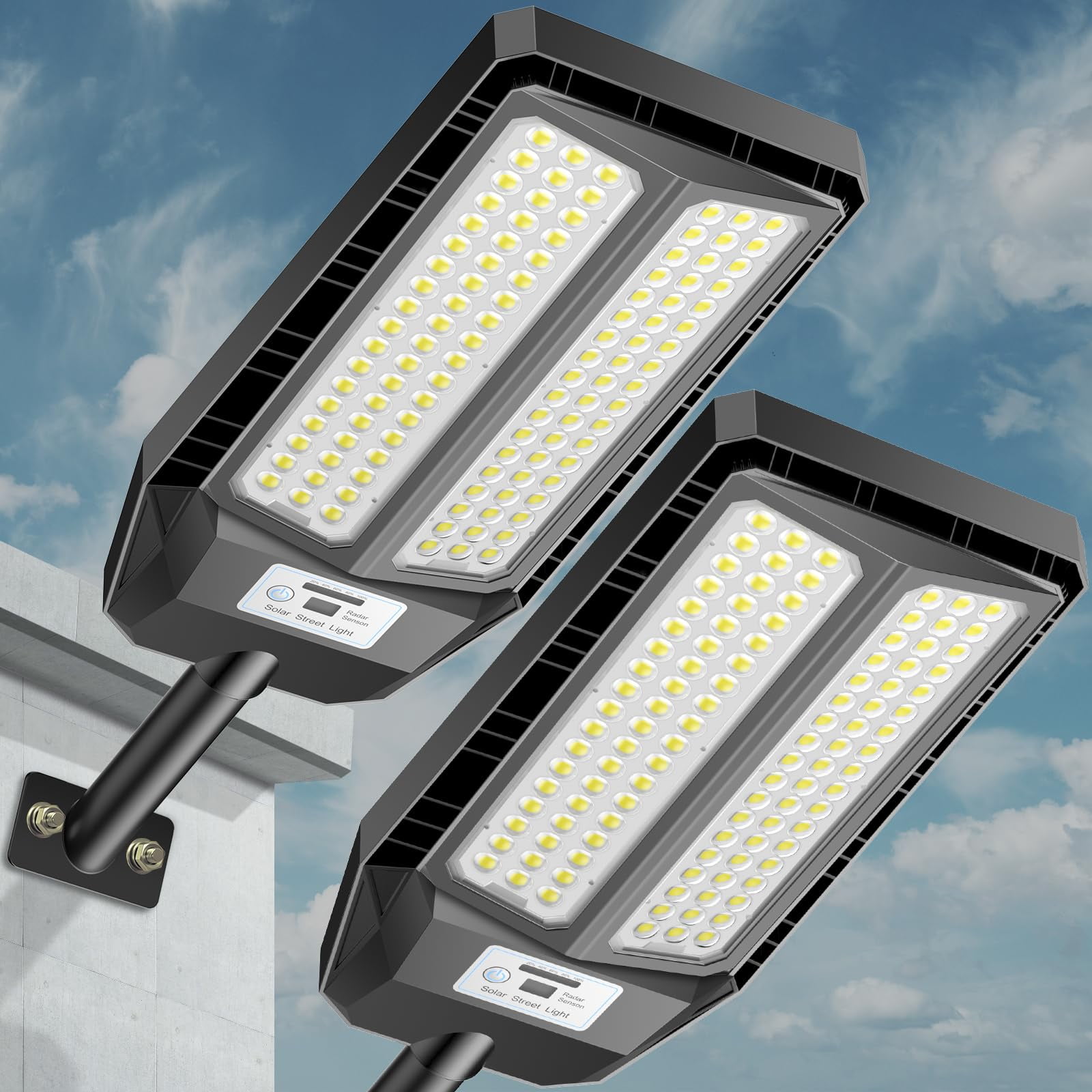 Farolas Solares Voojoy 5000w 7000k Con Sensor De Movimiento, Paquete De 2 Unidades