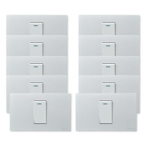 Want - Pack 10 Interruptores Simple Metálico 924 16A - Gris Blanco